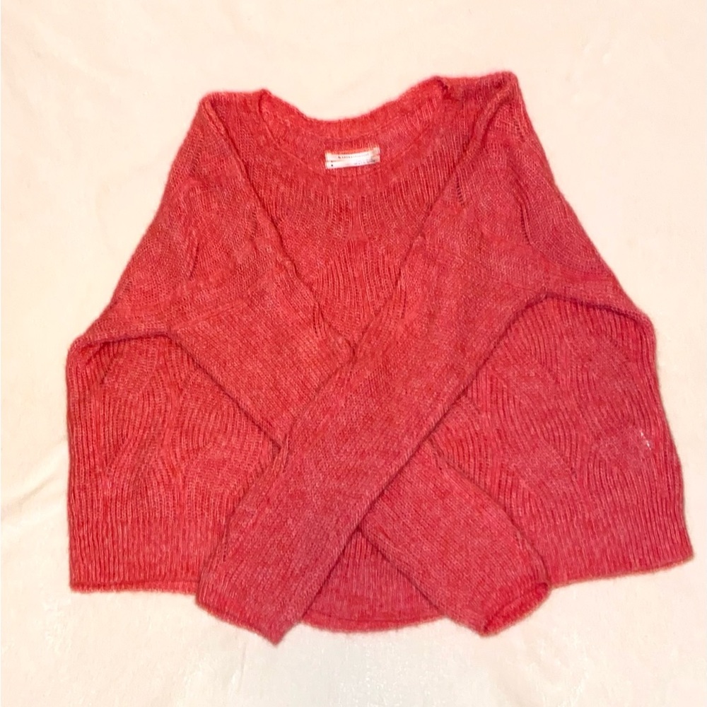 Anthropologie pink crop sweater size M